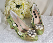 Load image into Gallery viewer, Princess Tiana Inspired Green Block Heel Shoes: Costume Shoe
