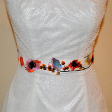 Load image into Gallery viewer, Floral Embroidered Bridal Belt: Orange Secret Garden Wedding Sash
