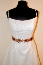 Load image into Gallery viewer, Floral Appliqué Bridal Belt: Embroidered Autumn Wedding Sash
