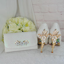 Load image into Gallery viewer, Ivory Shimmer Clutch: Cherry Blossom Bridal Wedding Purse
