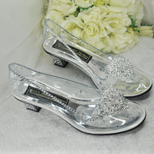 Load image into Gallery viewer, Crystal Cinderella Wedding Shoes: Transparent Block Heel Glass Slippers
