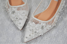 Load image into Gallery viewer, Low Heel Lace Bridal Pumps with Floral Beading - UK7 - Ready to Dispatch
