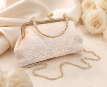 Load image into Gallery viewer, Luxury Ivory Lace Embroidered Bag, Floral Bridal Clutch with Detachable Chain
