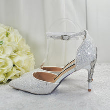 Load image into Gallery viewer, White Glitter Fairytale Bridal Shoes - UK4 - Ready to Dispatch
