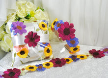 Load image into Gallery viewer, SD Floral Embroidered Wedding Ring Pillow: Satin Ribbon Keepsake
