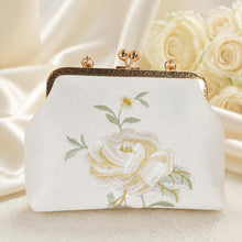 Load image into Gallery viewer, Luxury Bridal Embroidered Handbag: Floral Rose Clutch Bag with Strap
