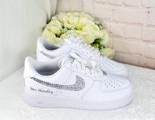 Load image into Gallery viewer, Personalised Genuine Nike AF1 Air Force 1 Trainers for Bride or Groom, Customised Bridal Sneakers, Alternative Wedding Shoes
