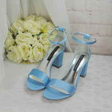 Load image into Gallery viewer, Bridal White Wedding Sandals: Block Heel Custom Colour Shoes for Bride, Bridesmaids

