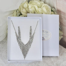 Load image into Gallery viewer, Bridal Jewelry Set: Teardrop Cubic Zirconia Necklace and Earrings
