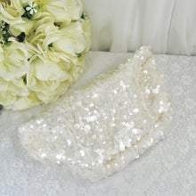 Load image into Gallery viewer, Sparkling Sequin Clutch Bag | Ivory Cream Bridal Handbag
