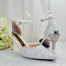 Load image into Gallery viewer, White Glitter Fairytale Bridal Shoes - UK4 - Ready to Dispatch
