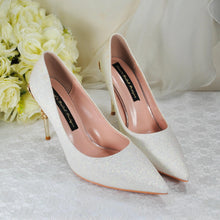 Load image into Gallery viewer, Ivory Wedding Shoes - Handmade Bridal Shoes with Filigree Vine Heels, 9cm Heel  (UK5/US7.5)
