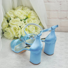 Load image into Gallery viewer, Bridal White Wedding Sandals: Block Heel Custom Colour Shoes for Bride, Bridesmaids

