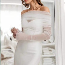 Load image into Gallery viewer, Personalised Tulle Wedding Bolero and Fingerless Glove Set: Bridal Dress Cover
