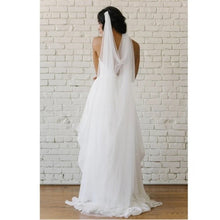 Load image into Gallery viewer, White  Draped Hair Veil - Handmade Soft Tulle Bridal Veil with Combs
