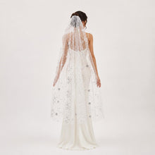 Load image into Gallery viewer, Handmade Celestial Wedding Veil, Rose Gold Pink Star Veil
