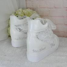 Load image into Gallery viewer, Personalised Wedge Heel Wedding Trainers
