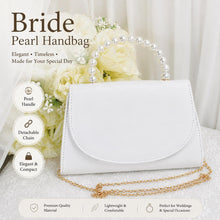 Load image into Gallery viewer, Personalised Bridal Clutch Bag, Ivory Purse with Pearl Handle
