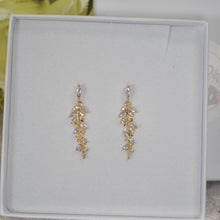 Load image into Gallery viewer, Cubic Zirconia Drop Earrings , Diamond Earrings, Long Bridal Jewelry, Bridal Earrings, Crystal Bridal Earrings, Statement Earrings Cz
