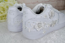 Load image into Gallery viewer, Personalised Nike Air Force 1 Trainers for Bride or Groom, Customised Bridal Sneakers, Alternative Wedding Shoes
