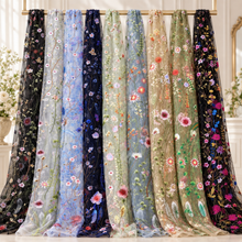Load image into Gallery viewer, Meadow Flower Embroidered Tulle Fabric – Nine Colours – By the Yard

