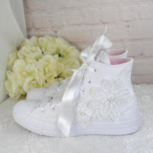 Load image into Gallery viewer, Embroidered Wedding Converse: High Top Bridal Shoes
