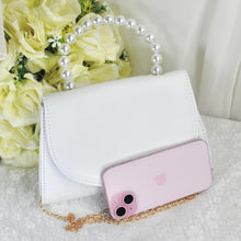 Load image into Gallery viewer, Personalised Bridal Clutch Bag, Ivory Purse with Pearl Handle
