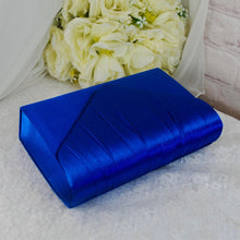 Load image into Gallery viewer, Royal Blue Satin Heel, Clutch &amp; Fascinator Set: Handmade Wedding Guest Outfit
