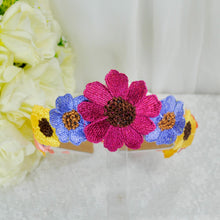 Load image into Gallery viewer, 3D Bright Floral Embroidered Headband: Flower Wedding Crown

