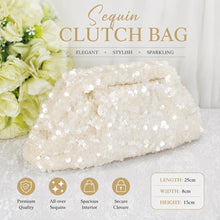 Load image into Gallery viewer, Sparkling Sequin Clutch Bag | Ivory Cream Bridal Handbag
