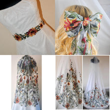 Load image into Gallery viewer, Embroidered Wildflower Mens Tie: Floral Wedding Necktie
