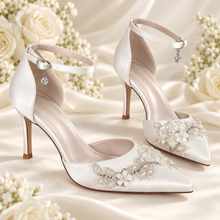Load image into Gallery viewer, Fern Ivory Beaded Bridal Shoes – 8 cm Stiletto Heel
