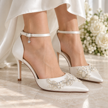Load image into Gallery viewer, Fern Ivory Beaded Bridal Shoes – 8 cm Stiletto Heel
