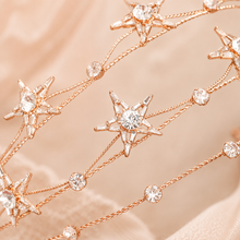Load image into Gallery viewer, Celestial Stars Bridal Tiara | Silver or Gold Crystal Rhinestone Wedding Headband
