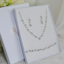 Load image into Gallery viewer, Delicate Crystal Bridal Jewellery Set – Necklace, Bracelet &amp; Earrings
