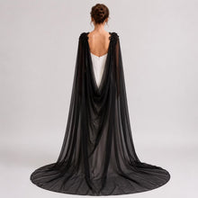 Load image into Gallery viewer, Chiffon Bridal Cape with Lace Shoulder Appliqués – Multiple Colours
