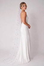 Load image into Gallery viewer, White Pearl Bridal Veil with Rainbow Multi Coloured Pearls, Disco Ball Wedding Veil
