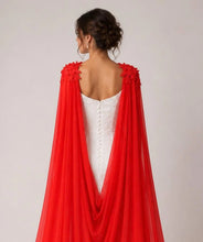 Load image into Gallery viewer, Chiffon Bridal Cape with Lace Shoulder Appliqués – Multiple Colours
