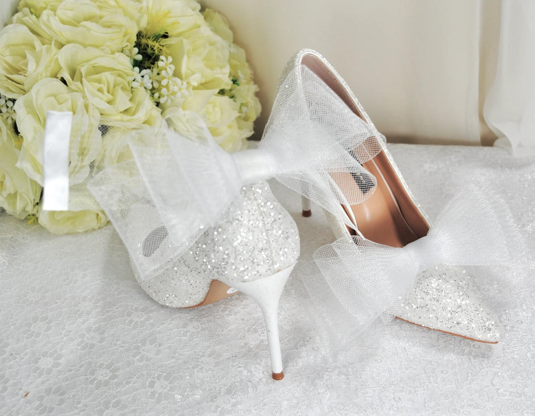 Shoe Bow Clips - Asymmetrical Organza Bow