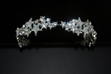 Load image into Gallery viewer, Celestial Silver Stars Tiara, Bridal Headband, Wedding Tiara
