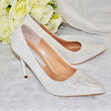 Load image into Gallery viewer, White Glitter Bridal Shoes - UK4/US6.5
