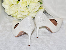 Load image into Gallery viewer, White Glitter Bridal Shoes - UK4/US6.5
