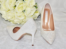 Load image into Gallery viewer, White Glitter Bridal Shoes - UK4/US6.5
