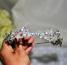 Load image into Gallery viewer, Celestial Silver Stars Tiara, Bridal Headband, Wedding Tiara
