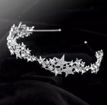 Load image into Gallery viewer, Celestial Silver Stars Tiara, Bridal Headband, Wedding Tiara
