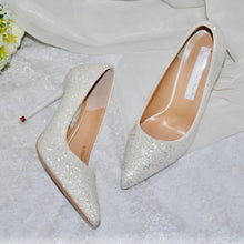 Load image into Gallery viewer, White Glitter Bridal Shoes - UK4/US6.5
