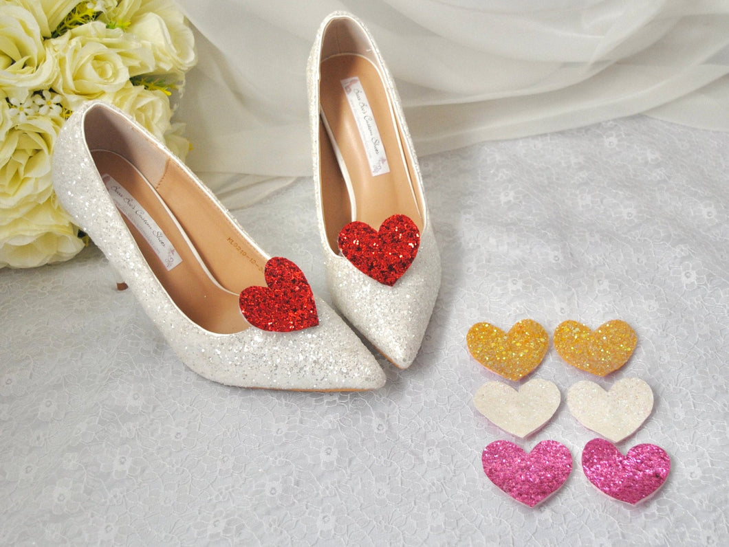 Glitter Heart Shoe Clips