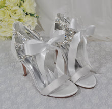 Load image into Gallery viewer, White Bridal Sandals with Crystal Straps - Size UK5/US7.5
