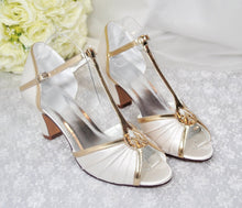 Load image into Gallery viewer, Ivory Mary Jane T Bar Bridal Shoes - Size UK7/US9.5
