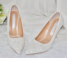 Load image into Gallery viewer, White Glitter Bridal Shoes - UK4/US6.5
